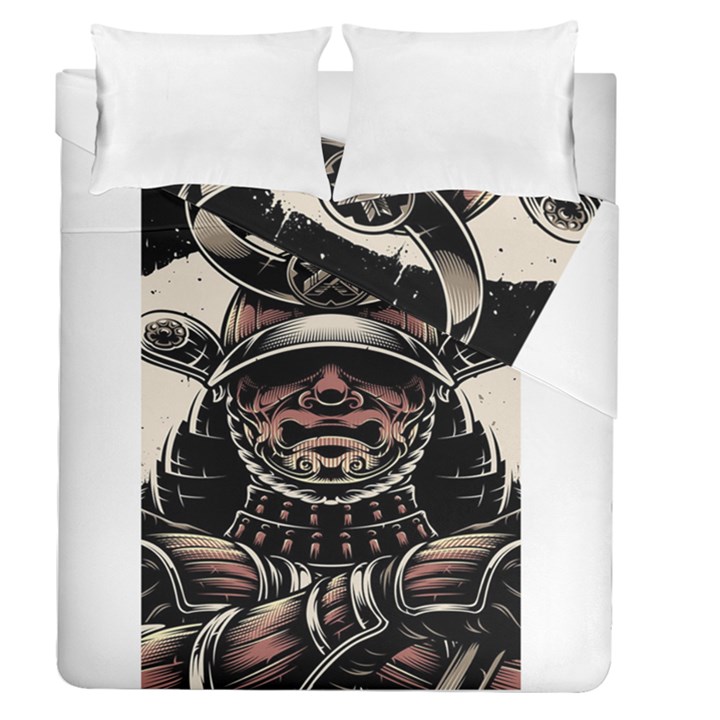 Samurai Oni Mask Duvet Cover Double Side (Queen Size)