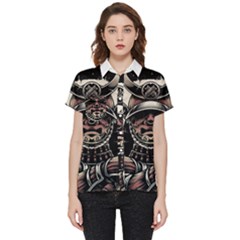 Samurai Oni Mask Short Sleeve Pocket Shirt by Saga96