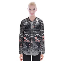 Samurai Oni Mask Womens Long Sleeve Shirt