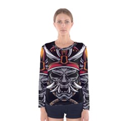 Samurai Oni Mask Women s Long Sleeve Tee