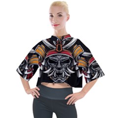 Samurai Oni Mask Mock Neck Tee by Saga96