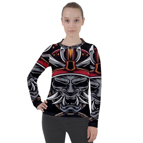 Samurai Oni Mask Women s Pique Long Sleeve Tee by Saga96