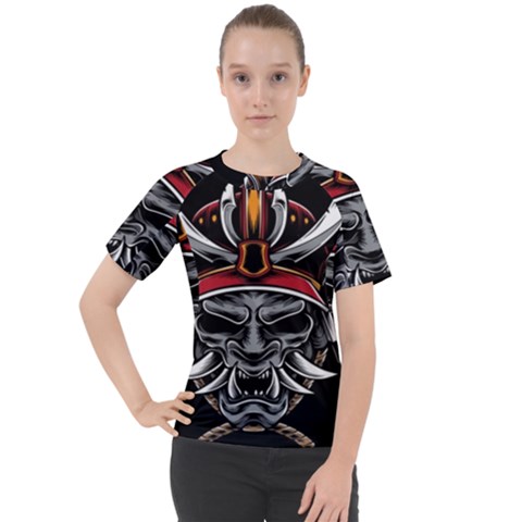 Samurai Oni Mask Women s Sport Raglan Tee by Saga96