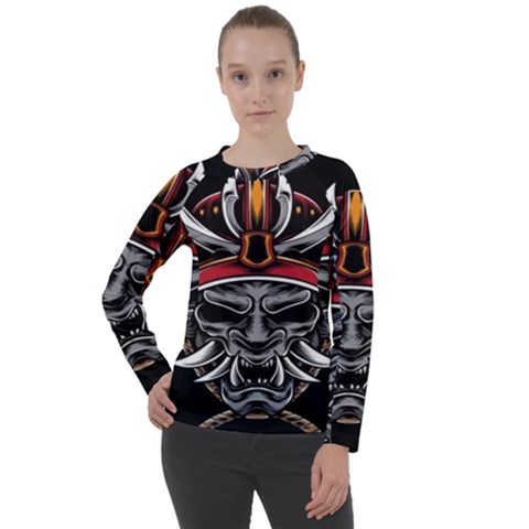 Samurai Oni Mask Women s Long Sleeve Raglan Tee by Saga96