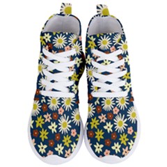 Floral Abstract Vector Seamless Pattern With Chamomile And Alpine Flowers In Minimalistic Style  Hand-drawn Botanical Repeated Background   Women s Lightweight High Top Sneakers