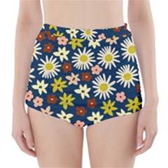 Floral Abstract Vector Seamless Pattern With Chamomile And Alpine Flowers In Minimalistic Style  Hand-drawn Botanical Repeated Background   High-waisted Bikini Bottoms by EvgeniiaBychkova