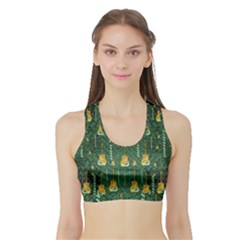 Guitars In The Most Beautiful Landscape Of Fantasy And Sakura Sports Bra With Border by pepitasart