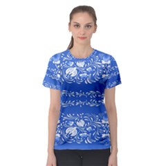 Blue flowers Women s Sport Mesh Tee