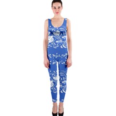 Blue Flowers One Piece Catsuit by Eskimos