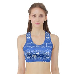 Blue Flowers Sports Bra With Border by Eskimos