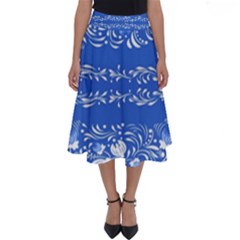 Blue flowers Perfect Length Midi Skirt