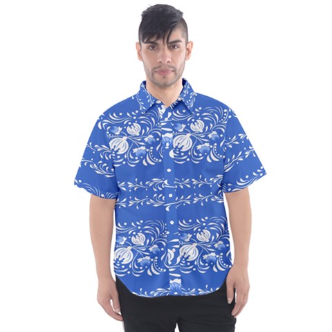 Blue Flowers Men s Short Sleeve Shirt by Eskimos