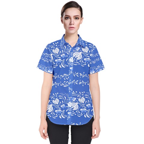 Blue Flowers Women s Short Sleeve Shirt by Eskimos