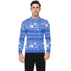 Blue Flowers Men s Long Sleeve Rash Guard by Eskimos