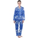 Blue flowers Satin Long Sleeve Pajamas Set View1