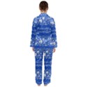 Blue flowers Satin Long Sleeve Pajamas Set View2