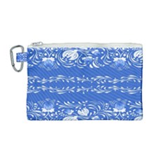 Blue flowers Canvas Cosmetic Bag (Medium)