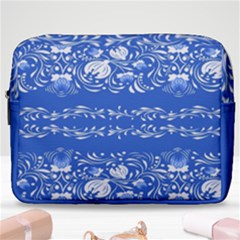 Blue flowers Make Up Pouch (Large)