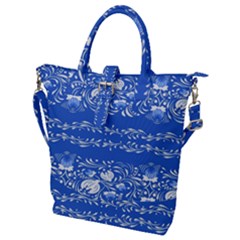 Blue Flowers Buckle Top Tote Bag by Eskimos