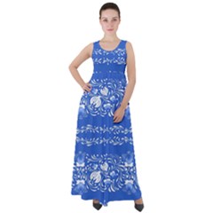 Blue Flowers Empire Waist Velour Maxi Dress by Eskimos