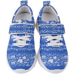 Blue Flowers Kids  Velcro Strap Shoes by Eskimos