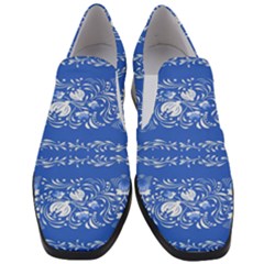 Blue flowers Women Slip On Heel Loafers