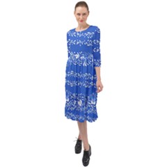 Blue Flowers Ruffle End Midi Chiffon Dress by Eskimos