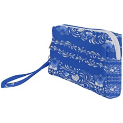 Blue flowers Wristlet Pouch Bag (Small)