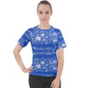 Blue flowers Women s Sport Raglan Tee View1