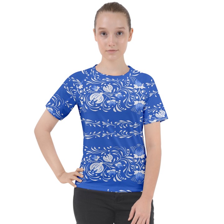 Blue flowers Women s Sport Raglan Tee