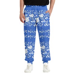 Blue Flowers Men s Elastic Waist Pants