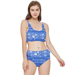 Blue flowers Frilly Bikini Set