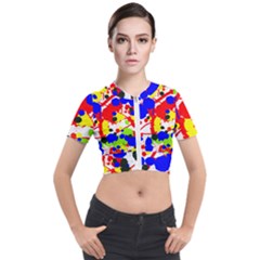 Colorfull Short Sleeve Cropped Jacket by Saptagram