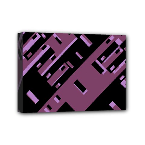 Dark Geometric Shapes Print Pattern Mini Canvas 7  X 5  (stretched)