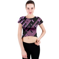 Dark Geometric Shapes Print Pattern Crew Neck Crop Top