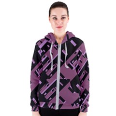 Dark Geometric Shapes Print Pattern Women s Zipper Hoodie