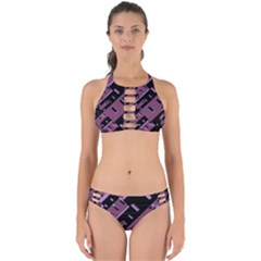 Dark Geometric Shapes Print Pattern Perfectly Cut Out Bikini Set by dflcprintsclothing