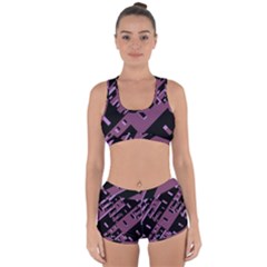 Dark Geometric Shapes Print Pattern Racerback Boyleg Bikini Set by dflcprintsclothing