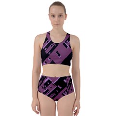 Dark Geometric Shapes Print Pattern Racer Back Bikini Set by dflcprintsclothing