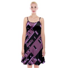 Dark Geometric Shapes Print Pattern Spaghetti Strap Velvet Dress