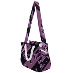 Dark Geometric Shapes Print Pattern Rope Handles Shoulder Strap Bag by dflcprintsclothing