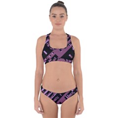 Dark Geometric Shapes Print Pattern Cross Back Hipster Bikini Set by dflcprintsclothing