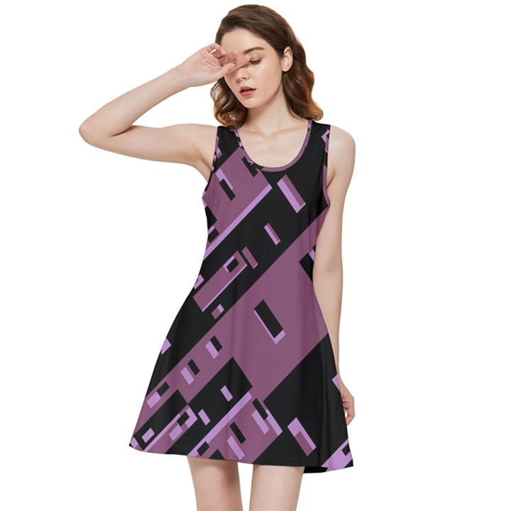 Dark Geometric Shapes Print Pattern Inside Out Racerback Dress