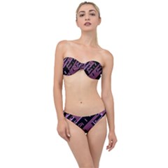 Dark Geometric Shapes Print Pattern Classic Bandeau Bikini Set by dflcprintsclothing