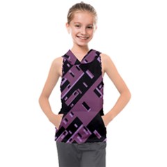 Dark Geometric Shapes Print Pattern Kids  Sleeveless Hoodie