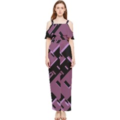 Dark Geometric Shapes Print Pattern Draped Sleeveless Chiffon Jumpsuit