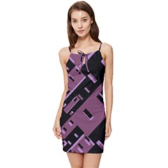 Dark Geometric Shapes Print Pattern Summer Tie Front Dress