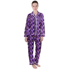 Flowers Into A Decorative Field Of Bloom Popart Satin Long Sleeve Pajamas Set by pepitasart