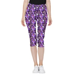 Flowers Into A Decorative Field Of Bloom Popart Inside Out Lightweight Velour Capri Leggings  by pepitasart