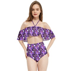 Flowers Into A Decorative Field Of Bloom Popart Halter Flowy Bikini Set 